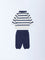 HOP Baby Navy Striped Cotton Sweatshirt with Joggers Set