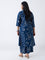 Diza Indigo Floral Design A-Line Kurta