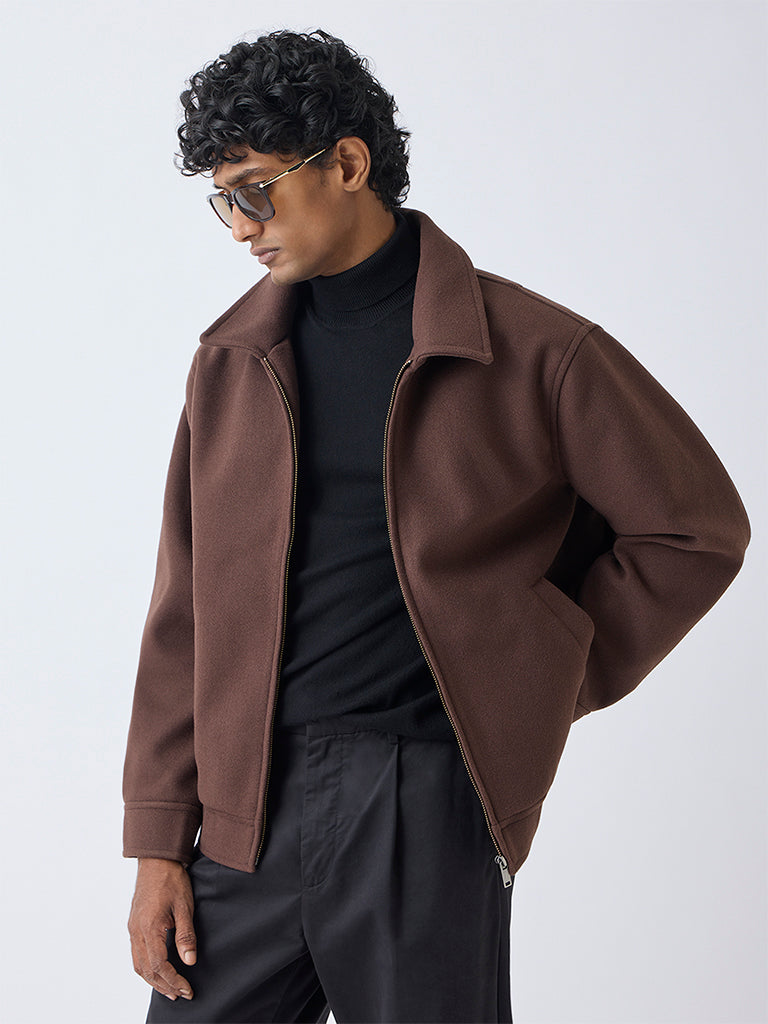 Ascot Dark Brown Relaxed-Fit Suede Jacket