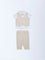 HOP Baby Beige Cotton Waistcoat, Shirt and Pants Set