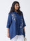 Diza Indigo Floral Embellished Tunic