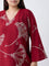 Diza Red Floral Pattern A-Line Kurta
