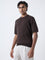 Ascot Dark Brown Cable-Knit Relaxed-Fit Cotton T-Shirt