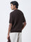 Ascot Dark Brown Cable-Knit Relaxed-Fit Cotton T-Shirt
