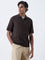 Ascot Dark Brown Relaxed-Fit Quarter-Zip Cotton-Blend Polo T-Shirt