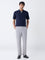Ascot Navy Relaxed-Fit Cotton-Blend Quarter-Zip Polo T-Shirt