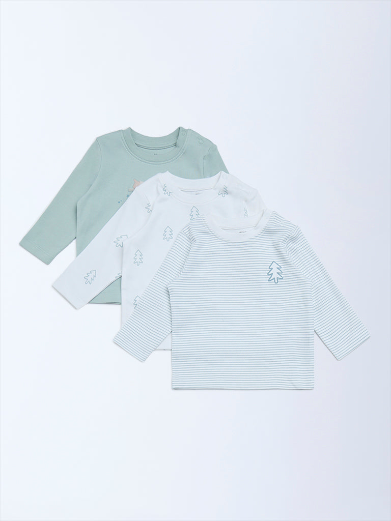 HOP Baby Sage Printed Cotton T-Shirt – Pack of 3