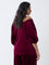 Gia Maroon Off-Shoulder Velvet Top
