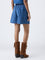 Bombay Paisley Blue Embroidered High-Rise Denim Skorts