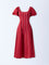Bombay Paisley Red Striped Cotton-Blend A-Line Dress