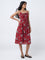 Bombay Paisley Red Floral Design Cotton A-Line Dress