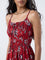 Bombay Paisley Red Floral Design Cotton A-Line Dress
