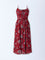 Bombay Paisley Red Floral Design Cotton A-Line Dress