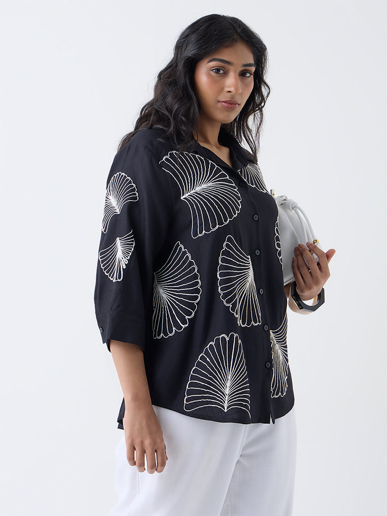 Gia Black Shell Embroidered Shirt