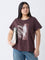 Gia Brown Printed Cotton T-Shirt