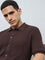 Ascot Brown Knit-Textured Relaxed-Fit Shirt