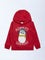 HOP Kids Boys Red Graphic Design Hooded Cotton-Blend Sweatshirt