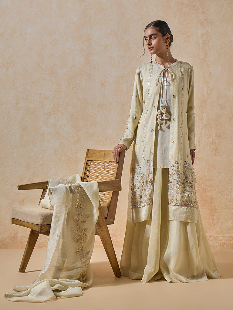 Embellished Gold Kurta With Inner