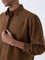 ETA Brown Solid Relaxed-Fit Cotton Shirt