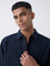 ETA Navy Solid Relaxed-Fit Cotton Shirt