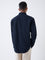 ETA Navy Solid Relaxed-Fit Cotton Shirt