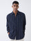 ETA Navy Striped Relaxed-Fit Cotton Shirt