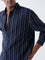 ETA Navy Striped Relaxed-Fit Cotton Shirt