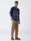 ETA Navy Floral Embroidered Relaxed-Fit Cotton Shirt