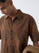 ETA Brown Floral Relaxed-Fit Cotton Shirt