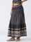 Bombay Paisley Black Printed Tiered Cotton Skirt