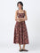 Bombay Paisley Maroon Floral Cotton A-Line Dress