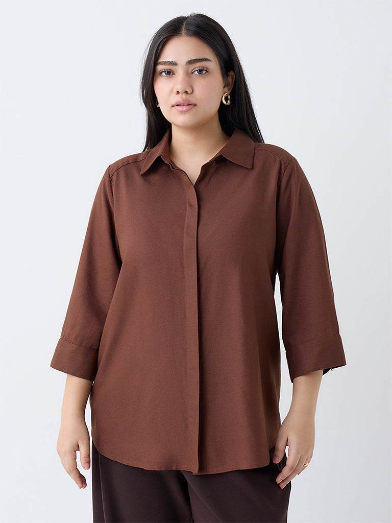 Gia Dark Brown Solid Shirt
