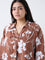 Gia Brown Foliage Design Blouse