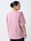 Gia Dusty Pink Crinkle-Textured Cotton Top