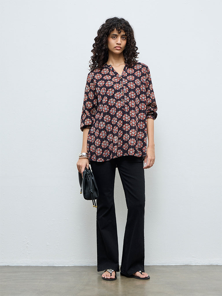 Utsa Black Printed Tunic