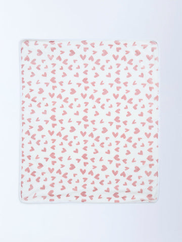 HOP Baby Dusty Pink Heart Print Fleece Blanket