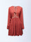 Bombay Paisley Rust Embroidered A-Line Dress