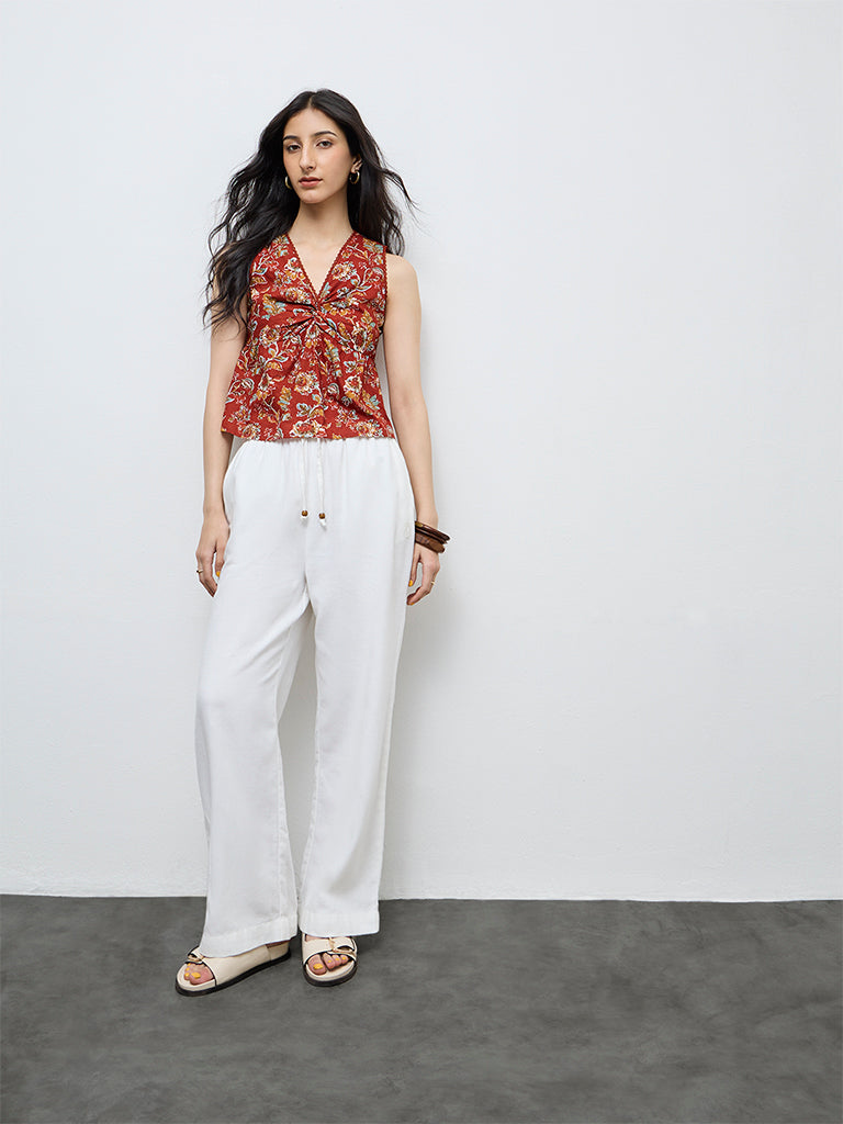 Bombay Paisley Rust Floral Printed Cotton Top