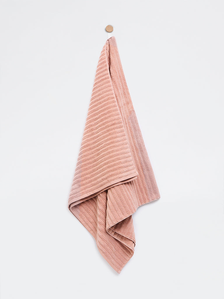 Westside Home Pink Self-Striped Bath Towel