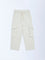 HOP Kids Boys Cream Cargo-Style Mid-Rise Cotton Pants