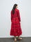 Bombay Paisley Red Checkered Cotton Tiered Dress with Jacket