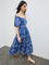 Bombay Paisley Blue Floral Cotton Tiered Dress