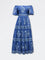 Bombay Paisley Blue Floral Cotton Tiered Dress