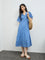Bombay Paisley Blue Striped Cotton A-Line Dress