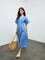 Bombay Paisley Blue Striped Cotton A-Line Dress