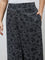 Diza Black Foliage Printed Pants