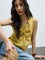 Bombay Paisley Yellow Ruched Cotton Top