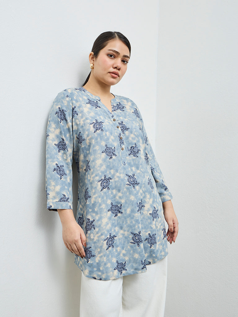 Diza Blue Printed Tunic