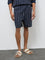 ETA Navy Striped Relaxed-Fit Mid-Rise Cotton Shorts