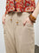 Bombay Paisley Beige Solid Cotton-Blend Pants